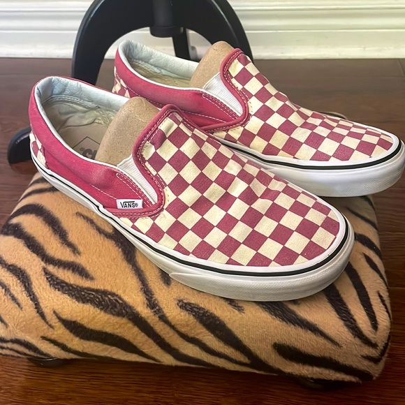 Other - CLASSIC CHECKERED RED & WHITE SLIP ON VANS